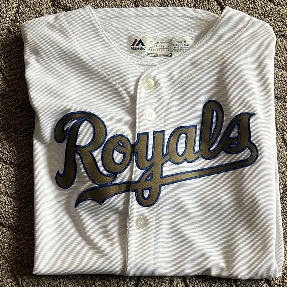 Majestic Royals White Moustakas Jersey
